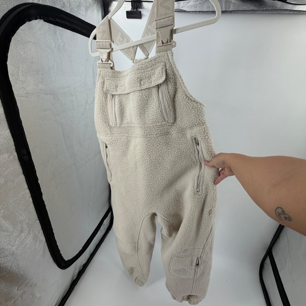 FP Movement Free People Hit The Slopes Fleece Overalls Cream Oatmeal Medium